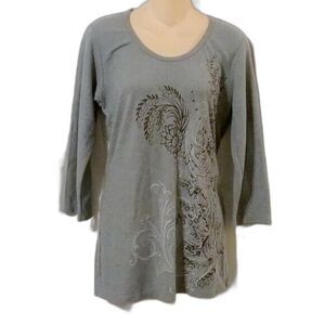 ERGE Designs Thermal Knit Print Long Sleeve Top Size XL